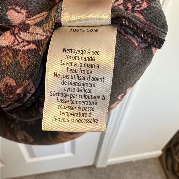 NWOT Ecru Floral Printed Silk Long Sleeve Dress size M - Picture 9 of 13